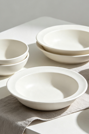 Minimalist White Ceramic Soup Bowl Set