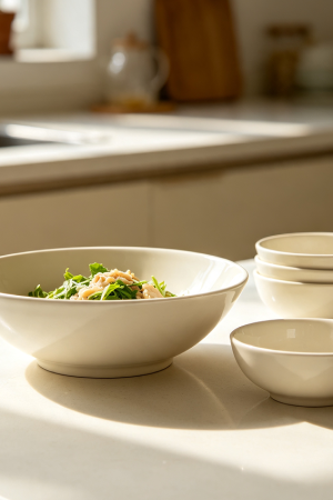 Smooth Finish Ceramic Salad Bowl Ensemble